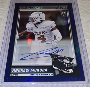 2025 Score Andrew Mukuba Rookies Signatures RC Blue Artist's Proof Auto /35 - Bild 1 von 8