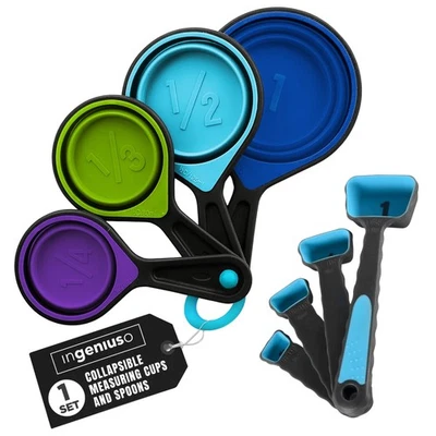 Collapsible Measuring Cups and Measuring Spoons | Portable Food Grade Silicon... - Image 1 of 4