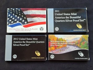 U.S. Mint 2010-2013 America the Beautiful Quarters Silver Proof Sets 02 NICE! - Imagen 1 de 6