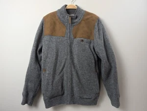Duluth Trading Shetland Wool Knit Full Zip Gray Sweater Shooting Jacket Size M - Picture 1 of 9