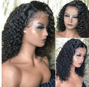 Brazilian 13x4 Lace Front Wig Curly Human Hair Bob Cut 150% Density Jerry Curly