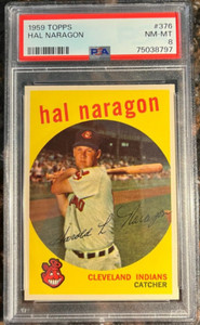 1959 Topps #376 Hal Naragon PSA 8 NM-MT Cleveland Indians Baseball Card