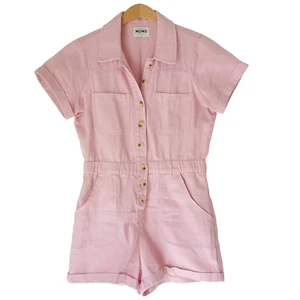 Pagliaccetto Show Me Your Mumu Cannon Taglia L Rosa Denim Elastico Vita Bottoni Playsuit - Foto 1 di 8