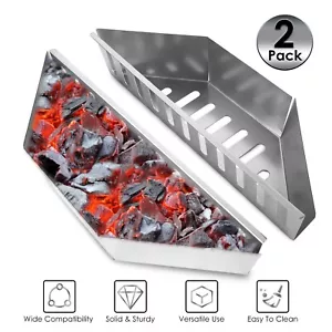 Set of 2 BBQ Charcoal Grill Basket Holders Grill Accessories Replacement Tools - Picture 1 of 13