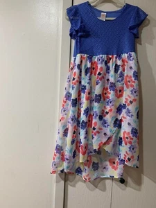 Wonder Nation Girls Dress Long Floral Xl 14/16 Short Sleeve Purple Flowers - Picture 1 of 9