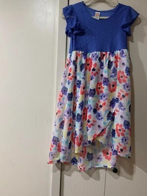 Vestido largo floral manga corta flores moradas talla XL 14/16 Wonder Nation para niñas Foto 1 de 4