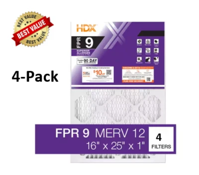 16 X 25 X 1 in. Air Filter Superior Pleated Furnace Replacement AC HOME  4-Pack - Image 1 of 4