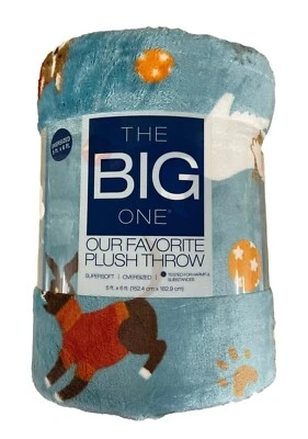 The Big One Oversized Plush Throw Blanket Microplush Blue Puppy Dogs - 5ft x 6ft - Image 1 of 4