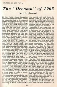 ORCOMA (1908) -- SEA BREEZES Magazin REVIEW dieses Schiffes! Dez 1955 - Bild 1 von 4