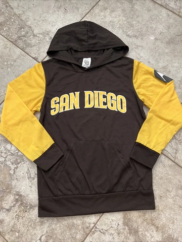 New San Diego Padres SGA Pullover Hoodie Youth Large Motorola Brown Yellow Cover