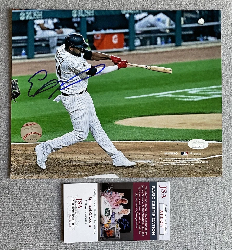 CHICAGO WHITE SOX- ELOY JIMENEZ AUTOGRAPH 8x10 ACTION PHOTO JSA AT33217 - Image 1 of 1