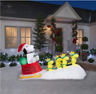 Gemmy 8.5' Snoopy in Dog Bowl Sleigh w/ WoodStock Scene Inflatable