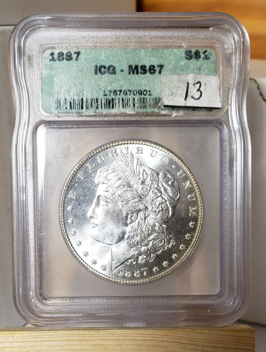 1887 P モルガンダラー PCGS MS67 アンティークコイン #001 MS 67 Graded 1887 Year Morgan US Dollars (1878-1921) for