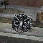 Mens Stainless Steel Owl Bird Wide Band Ring For Men Jewelry Size 7-15 Gift