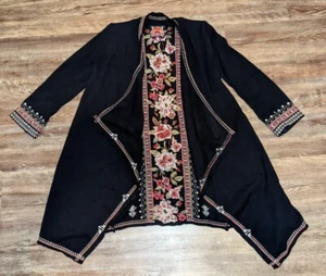 Johnny Was black belted knit komono embroidered floral print XS - Picture 1 of 7