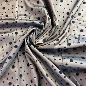 Poly Print Satin Brown and Black Velvet Polka Dot Fabric  - Picture 1 of 3