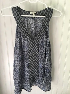 Joie Womens Y Neck Sleeveless Blouse Grey Blue Silk Size Medium - Picture 1 of 7