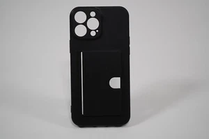 Black Silicone iPhone 13 ProMax Case with Card Holder - Photo 1 sur 3