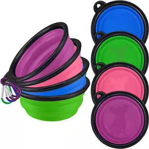 4 Pack Collapsible Dog Bowl Portable Foldable Travel Pets Bowls Cats Water Feedi - Picture 1 of 12