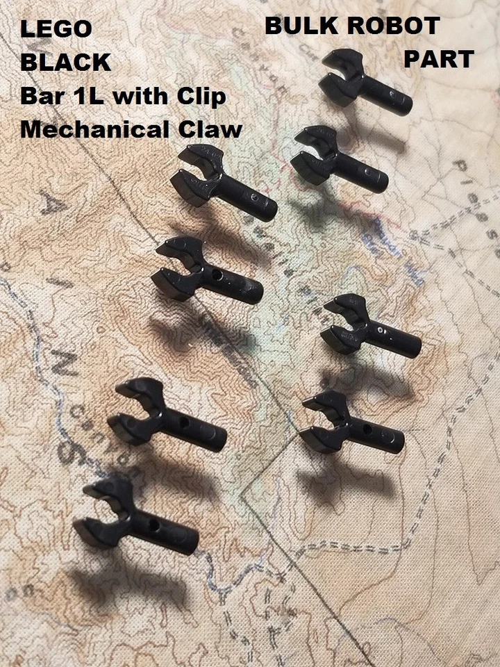 LEGO Lote de 8 Barra de Ladrillo Negra 1L con Clip Garra Mecánica Minifigura Robot Droide Foto 1 de 1