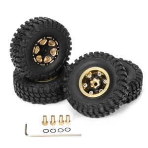 Brass 1.0 Tires Beadlock Wheel Rims Set for 1/24 RC Crawler Car Axial SCX24 New - Picture 1 of 11