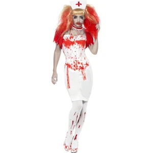 Krankenschwesterkostüm Zombie Dame Krankenschwester weiß rot L 44/46 Damenkostüm - Bild 1 von 3