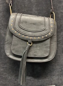 Franco Sarto Faux Suede Vegan Studded Boho Tassel Crossbody Bag - Picture 1 of 7