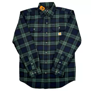 NEW Carhartt Mens Small Loose Fit Heavyweight Flannel Plaid Multicolor L/S Shirt - Picture 1 of 7
