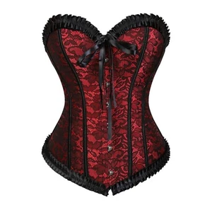 Plus Size Women Corset Top Lace Up Red/Black Lingerie Bustier 6X Runs Small - Picture 1 of 9