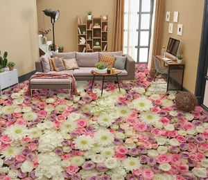 3D Pink Flower 42RAIN14 Floor WallPaper Murals Wall Print Decal AJ Honey - Picture 1 of 6