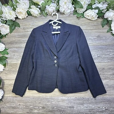 Traje Estudio Blazer Chaqueta Talla 6 Mujer Azul Forrado Tres Botones Sencillo Pecho Foto 1 de 4