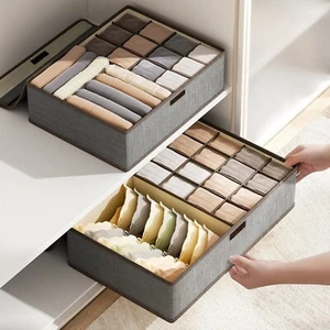 3-in-1 Closet Underwear Organizer 17-Cell Drawer Divider Storage Box with Lid US - Picture 1 of 10