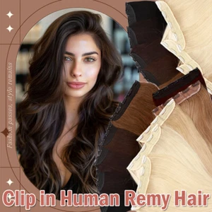 Remy Weft Clip In EINTEILER Haarverlängerung 100% Echt Remi Haar Dick Vollkopf - Bild 1 von 44