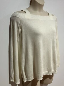 Off White 3/4 Long Cold Shoulders Sleeves Top/ Wide Straps Size M New/ Tags - Picture 1 of 9