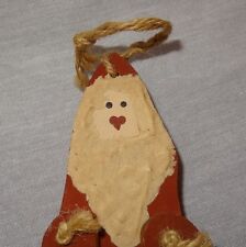 Wooden Santa Claus Ornament Christmas Holiday 5" Arms Move Country Rustic 