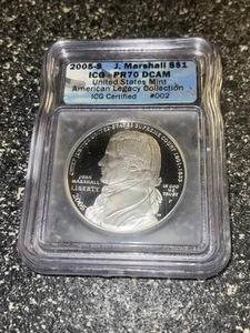 2005 S John Marshall Silver Dollar ICG-PR70 DCAM American Legacy Collection - Picture 1 of 9