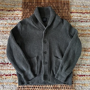 J. CREW Shawl Collar Button Down Cardigan Sweater Grey Men's Size Medium M - Picture 1 of 3