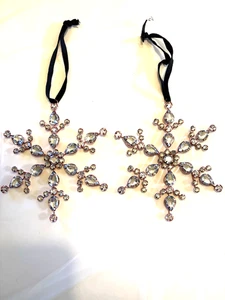 Pottery Barn 6" Strass Schmuck Schneeflocke Weihnachtsschmuck 2er Set - Bild 1 von 4