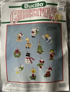 Bucilla Weihnachten Urlaub Cheer 12er Set Filz Ornamente Kit 82743 Vintage Neu in Verpackung - Bild 1 von 3
