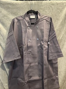 NWOT Uncommon Threads Chef Coat 2XL Gray Short Sleeve 29'' armpit to armpit - Picture 1 of 4