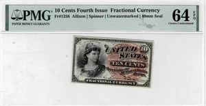 10 Cent Fractional Currency note-fr.1258 (4th Issue) PMG Choice UNC 64 EPQ - Picture 1 of 4