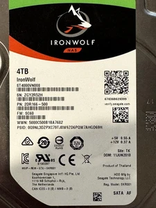 Seagate IronWolf NAS 4TB ST4000VN008 2DR166-500 FW-SC60 Tested Wiped Hard Drive - Picture 1 of 1