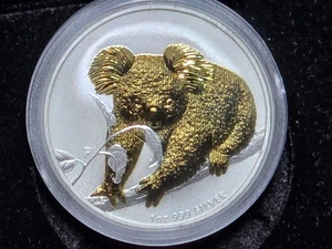 2010 Australian 1oz 999 Fine Silver Gold Gilded Koala Serie - Bild 1 von 4