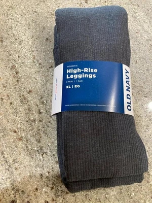 Leggings al tobillo acanalados de tiro alto talla XL azul marino antiguos nuevos con etiquetas en gris jaspeado Foto 1 de 4