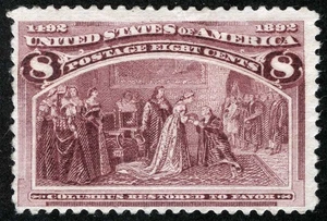 US Sc 236 Brown Purple 8¢ 1893 p.12 Columbian Unused No Gum - Picture 1 of 1
