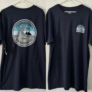 Quiksilver Men's Regular Fit Navy In the Groove Graphic Wave Tee T-Shirt XL New - Picture 1 of 9