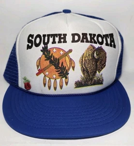 Cappello snapback vintage South Dakota camionista destinazione nativo bisonte bufalo (R1) - Foto 1 di 12