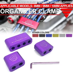 3x Aluminum Engine Spark Plug Wire Separator Divider Organizer Clamp Kit Purple - Picture 1 of 8