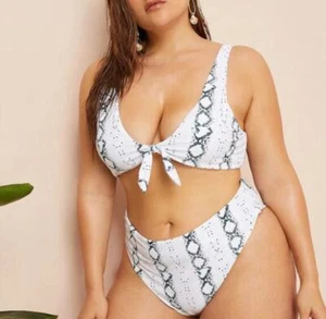 Sexy Plus Size Swimwear Knotted High Waist Ladies Swimwear - Picture 1 of 24