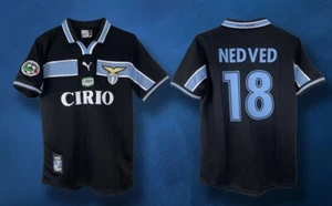 S.S. LAZIO 1998 SHORT SLEEVE AWAY JERSEY WITH SERIE A PATCH -NEDVED #18 - Picture 1 of 6